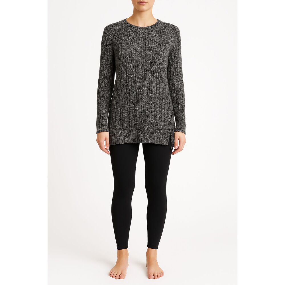 GAP Black White Cable Knit Tunic Sweater XS Quiet Luxury Dark Academia Cotton